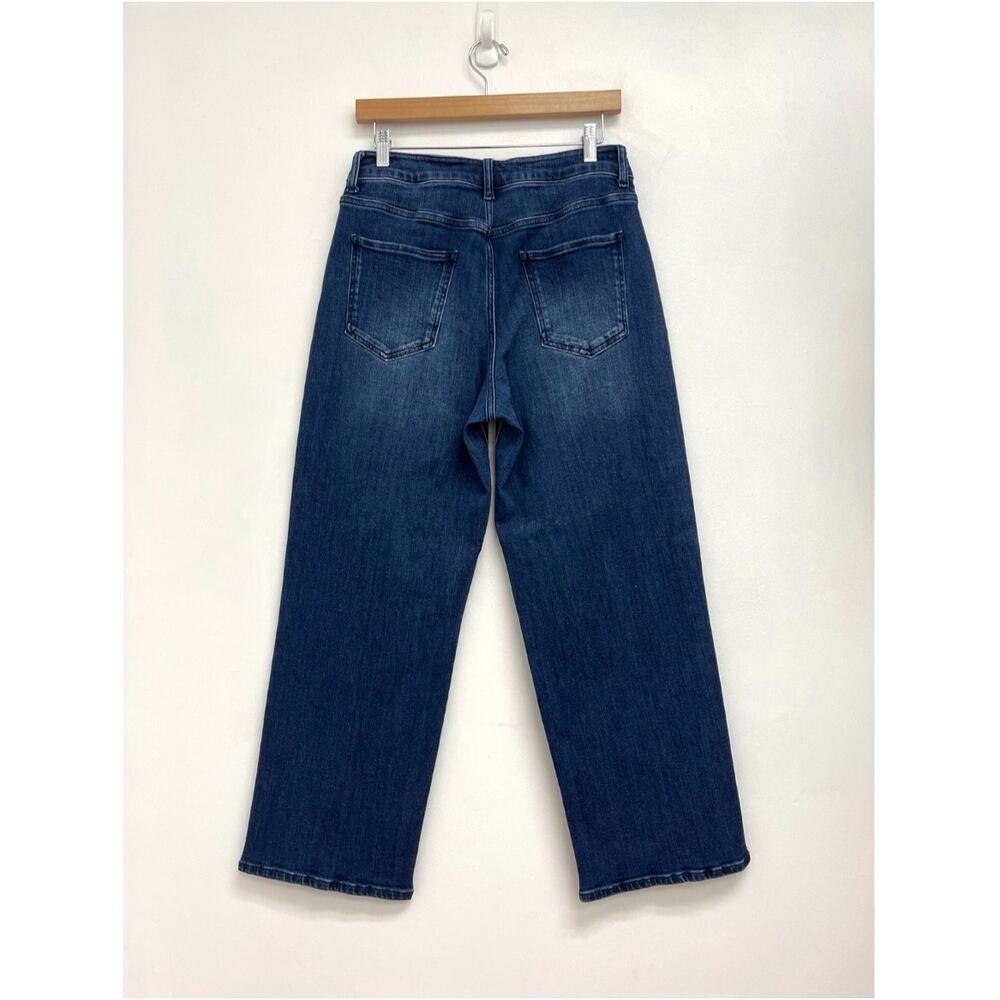 Quince Bella Stretch Patch Pocket High Rise Cropped Wide Leg Jean Midnight 30x28 - Picture 4 of 12